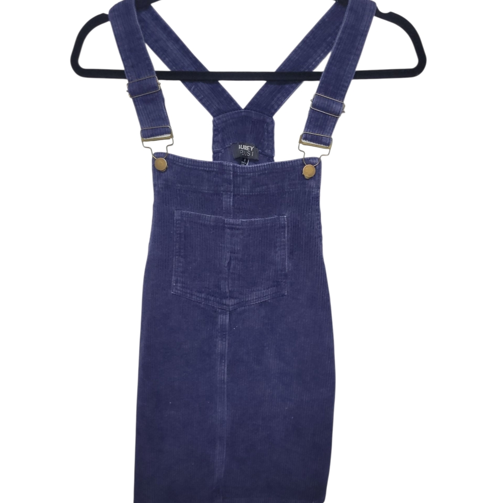 Audrey 3+1 Navy Corduroy Overall Dress Size Small